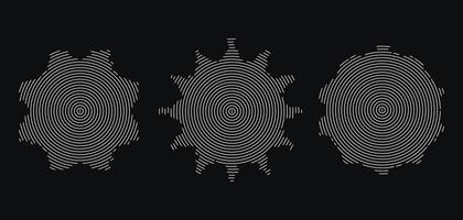set of abstract wavy halftone shapes in black and white. pop art textures vector