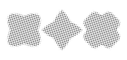 set of abstract wavy halftone shapes in black and white. pop art textures vector