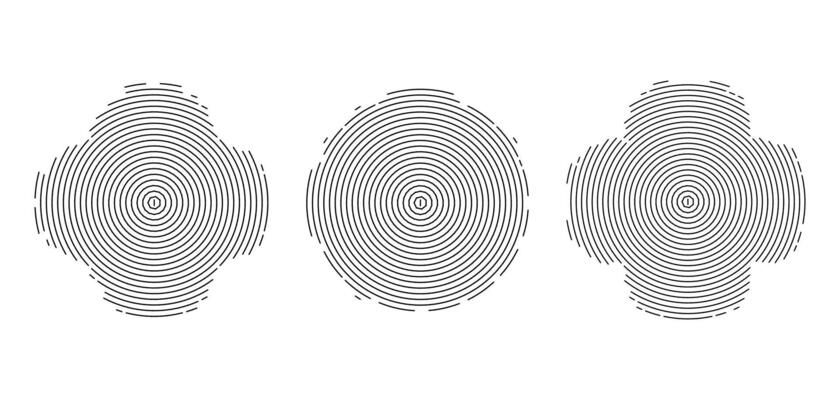set of abstract wavy halftone shapes in black and white. pop art textures