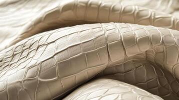 Close-up texture of beige crocodile leather material for fashion and design photo
