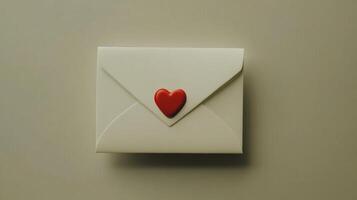 Envelope with heart-shaped seal symbolizing romance and love themes photo