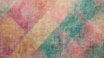 Multicolor abstract painted canvas with geometric patterns in pastel shades photo