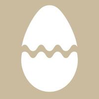 The flat white shape of the icon is in the form of an eggshell. The silhouette of the Easter design logo symbol. vector