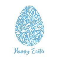 An abstract Easter egg with a decorative hand-drawn pattern. A bright holiday card, sticker, banner. vector