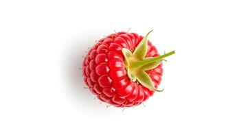 Organic raspberry isolated with bright red texture on a white background, perfect for culinary projects, superfood branding, and fruit campaigns photo