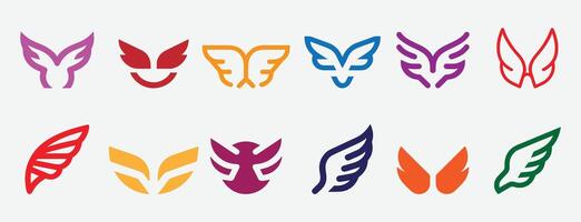 Wing Icons Set. Minimalist Wing Icons Set. Abstract Wing Icons. vector