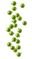 peas isolated on white background in cascading movement photo