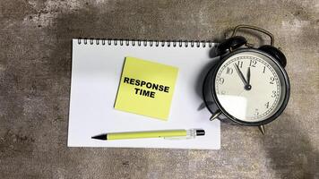 Concept of Response Time write on sticky notes isolated on Wooden Table. photo