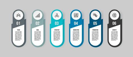 6 steps infographic for presentation. vector