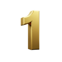 The number one is made of gold in 3d style png