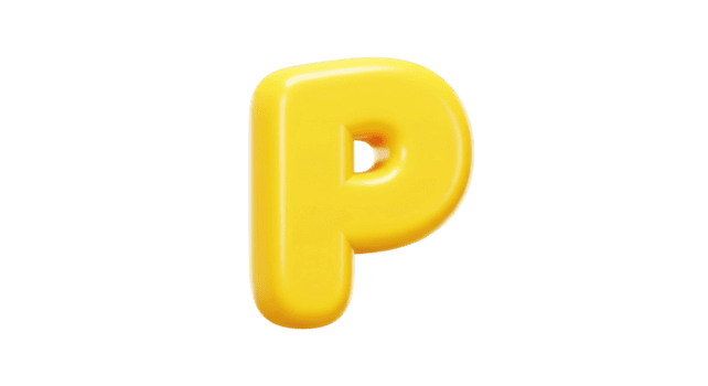 a carta p é fez do amarelo plástico png