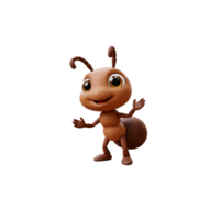 An ant with big eyes and a big nose in 3d style png