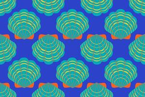 Seamless pattern with turquoise sea shells Hand drawn trendy flat style seashell. Tropical beach shells. Summer seamless pattern vector