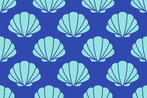 Seamless pattern with sea shells Hand drawn trendy flat style seashell. Tropical beach shells. Summer seamless pattern. illustration vector