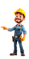 A cartoon construction worker with a tool belt png