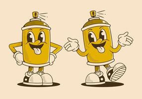 Two spray paint can character with two different pose vector