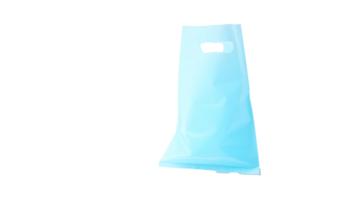Open Light Blue Plastic Bag Mock Up Isolated on Transparent Background png