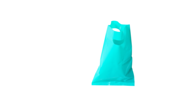 Open Blank Turquoise Plastic Bag Mock Up Isolated on Transparent Background png