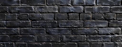 Dark bricks with glossy, uneven black coating creating an urban, textured facade. photo