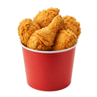fried chicken in a red bucket isolated on transparent background png