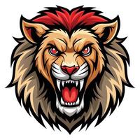 lion head with red mane and red mane vector