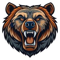 the head of a grizzly bear shown on a white background vector