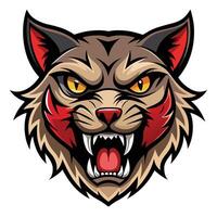 the head of a wild cat with red eyes vector