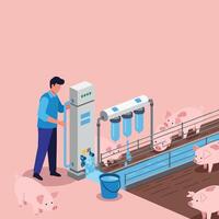 Operating Water Filtration System for Livestock Providing Clean Drinking Water vector