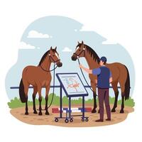 Training Horses Instructor Using Diagram for Equestrian Sport Exercise vector