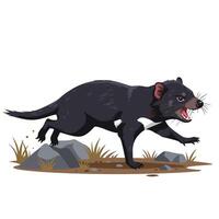 Cartoon Tasmanian Devil Running with Open Mouth on Terrain vector