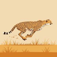 Cheetah Running Fast Through Grassland Illustration in Monochromatic Scheme vector