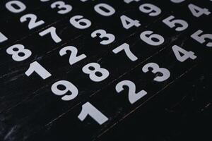 numbers tabel on black background. photo