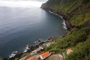 Lush Green Valleys and Volcanic Peaks of the Azores, Portugal, Atlantic ocean photo