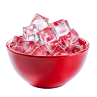 Refreshing Ice Cubes in Stylish Red Bowls png