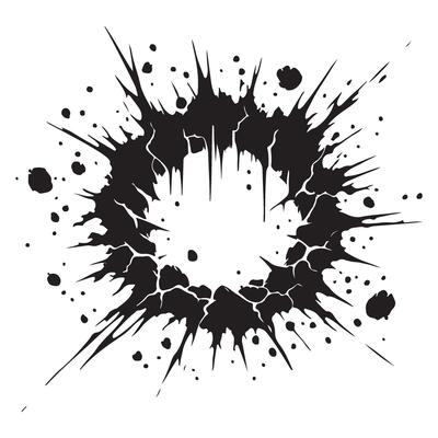 Cracked Splatter Explosion Design Illustration Black Color