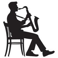 Silhouette of Saxophone Player Musician Isolated Music Instrument vector