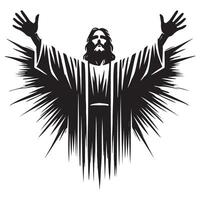 Stylized Image of Jesus Christ Illustration with Open Arms vector