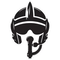 Front view pilot helmet graphic silhouette jet pilot headgear vector
