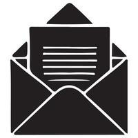 Email Communication Illustration An Open Envelope Black Icon vector