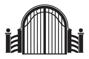 Sophisticated Iron Gate Silhouette Illustration with Decorative Accents vector