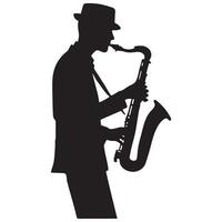 Saxophone Player Silhouette in Suit Performing Smooth Jazz Music vector