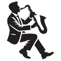 Dynamic Silhouette of a Saxophonist in Action Artistic Illustration vector