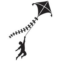 Silhouette of a Boy flying a Kite Freedom and Joy vector