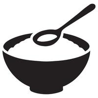Cereal Silhouette Bowl with Spoon for Breakfast Menu Design vector