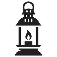 Vintage lantern silhouette illustration glowing with warmth illuminating the darkness vector