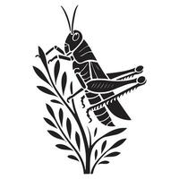 Grasshopper on Plant Illustration Insect Pest Control Design vector