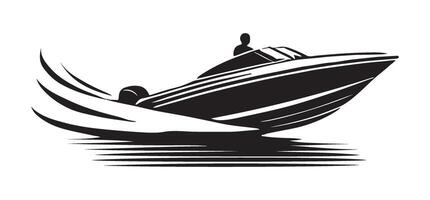 Modern Silhouette Speed Boat Illustration Rushing Through Waters Dynamically vector
