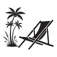 Relaxing Tropical Beach Scene Illustration with Palm Trees and Chair vector