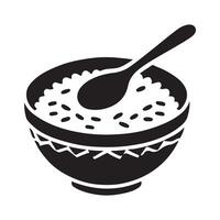 Bowl of Rice Silhouette with Spoon for Culinary Presentation vector