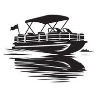Modern Pontoon Boat Silhouette Artwork on Rippling Water vector